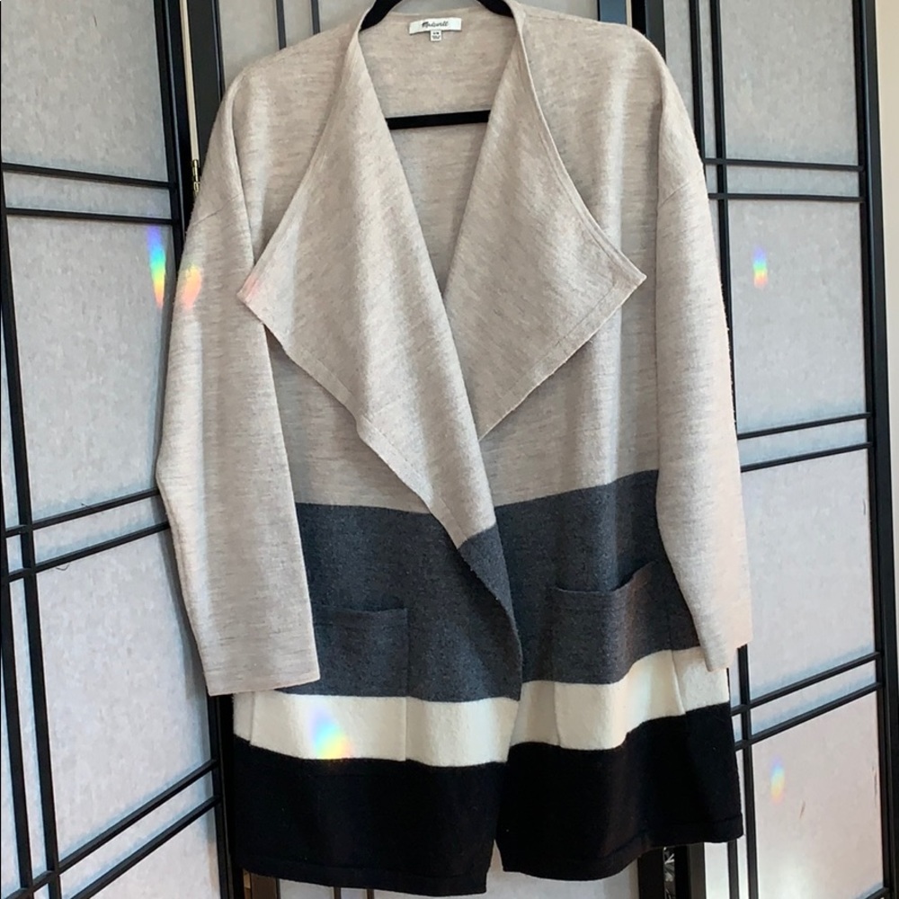 Madewell Meridian Color block wool sweater coat